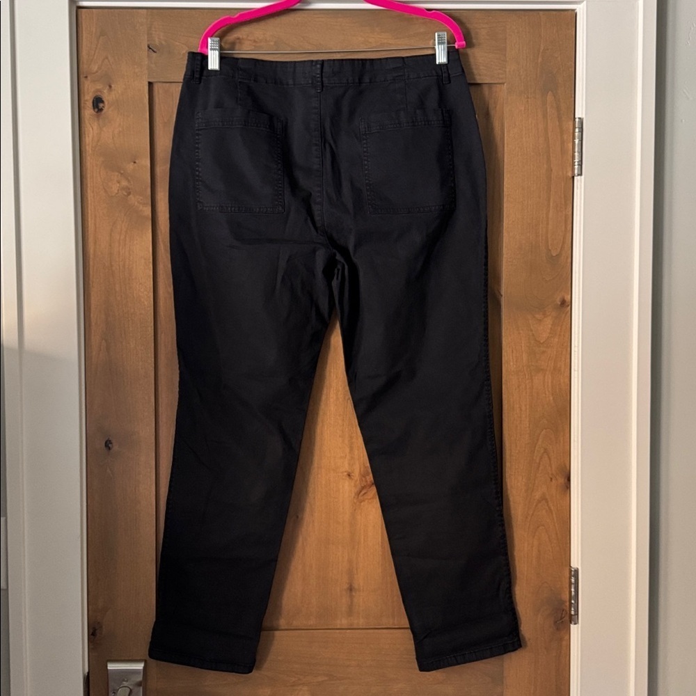 NWT Daily Ritual Chinos Womens 16 Black Business Casual Straight patch pockets - Picture 2 of 12